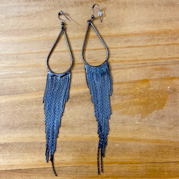 Not4 sale sold Bundle Gunmetal fringe boho long earrings - Picture 8 of 13